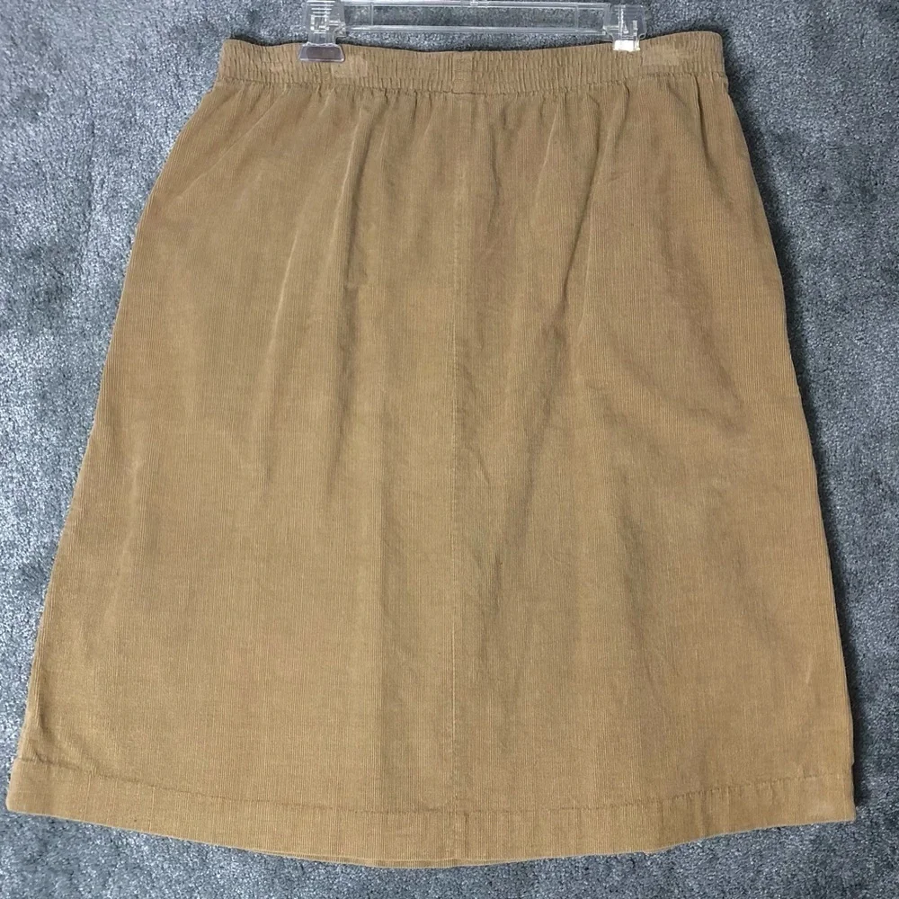 Vintage BFA Corduroy Midi Skirt Sz 18W Cotton Tan Full Pockets Casual Western